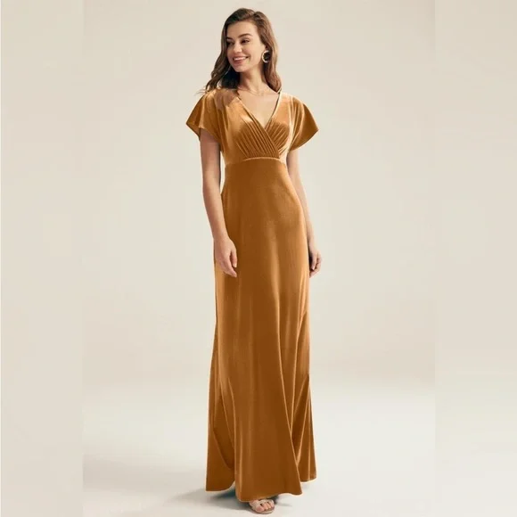 BHLDN Jenny Yoo Ellis Stretch Velvet Gown Size 12 NWT - Picture 4 of 16